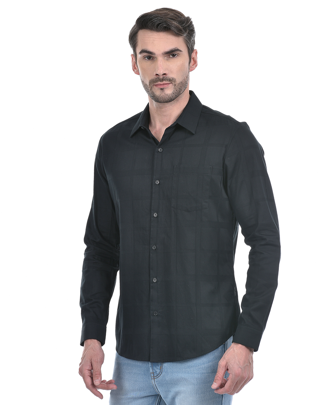 Numero Uno Men Checkered Black Shirt